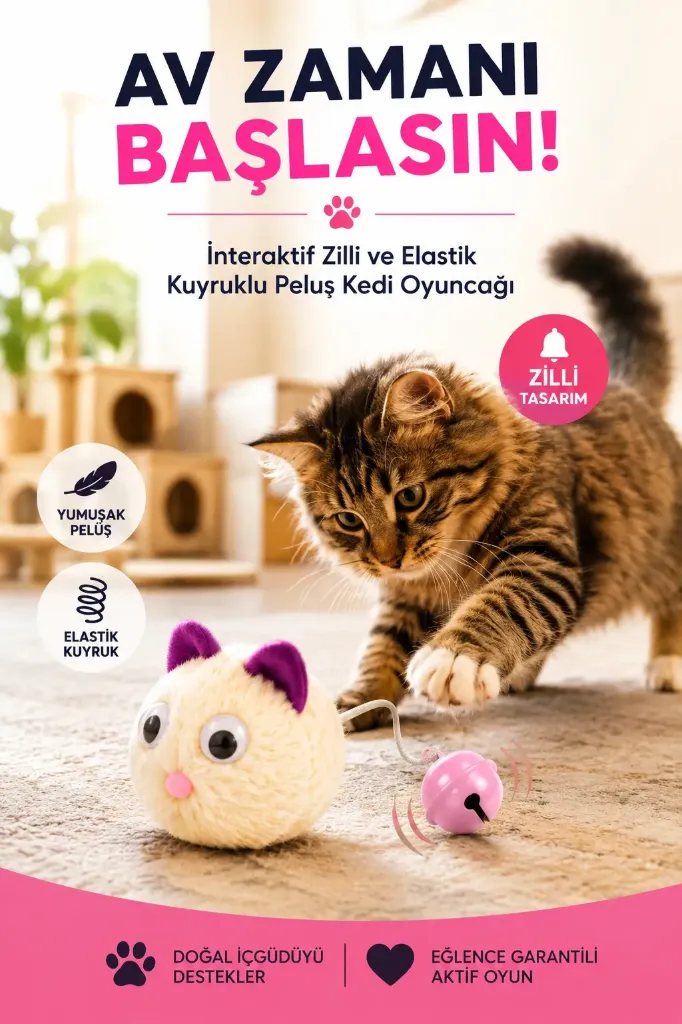 [FBS-997] Kedi Oyuncak Zilli Peluş Oyuncak *500