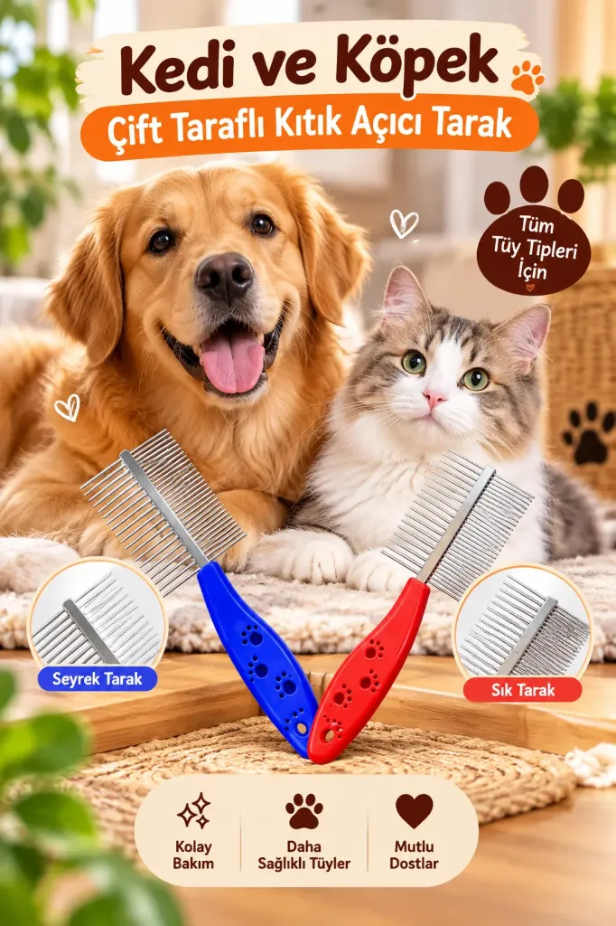 Kedi Köpek Kıtık Açıcı Tarak Çift Taraflı *240