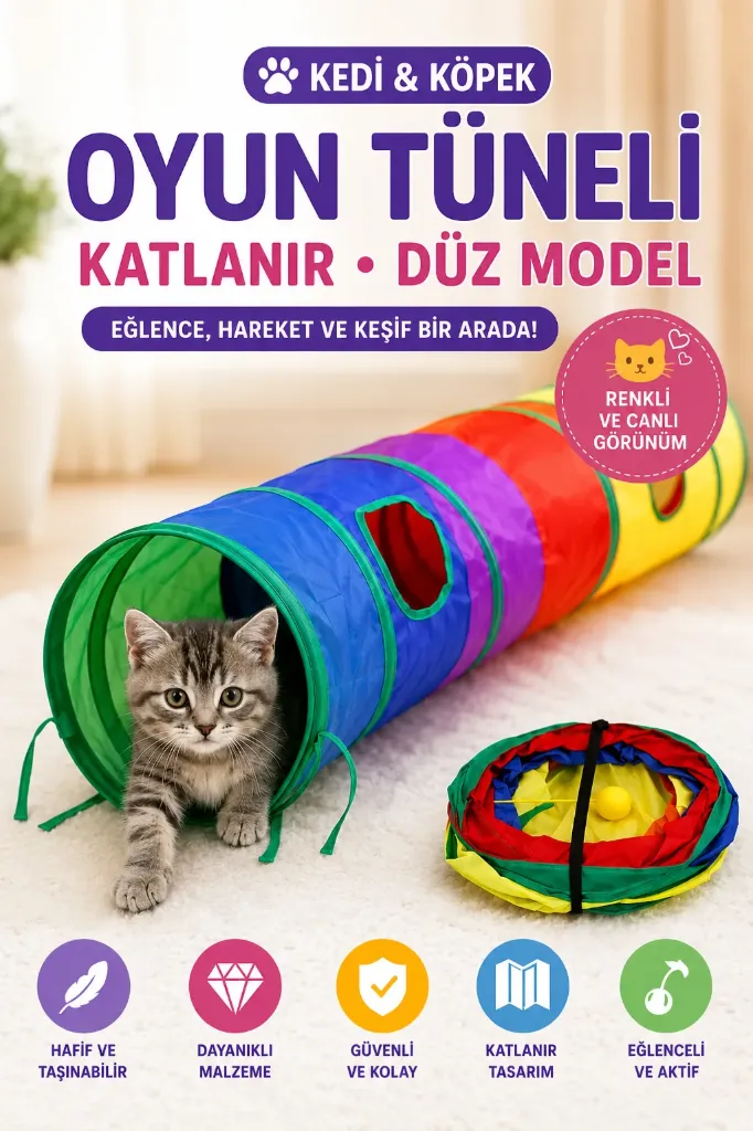 Kedi Köpek Oyun Tüneli Katlanır Düz*100